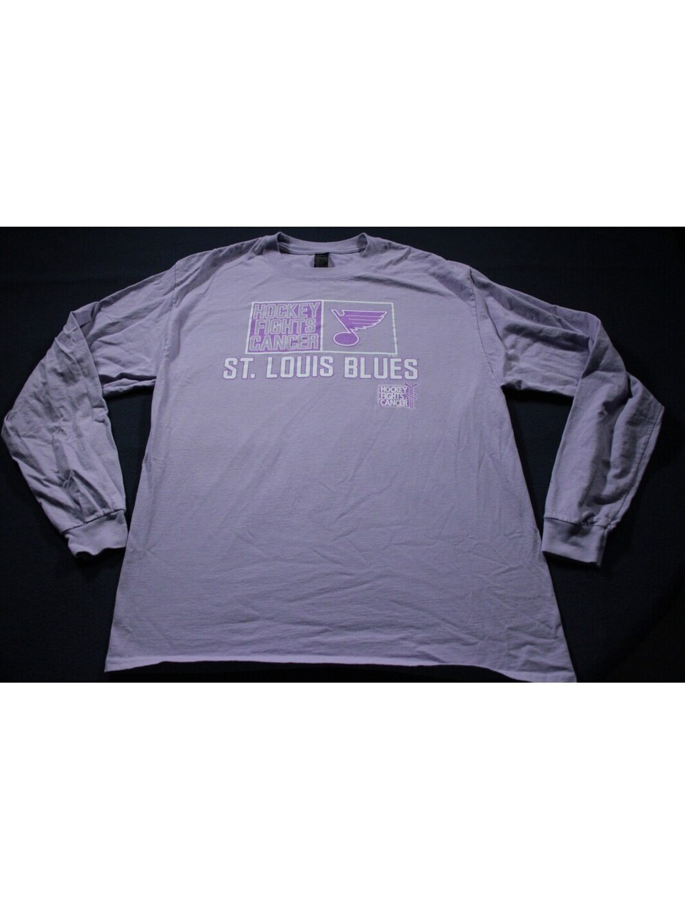 St. Louis Blues Hockey Fights Cancer Long Sleeve T-Shirt L NHL